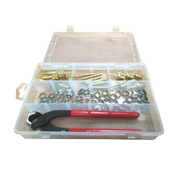 Interstate Pneumatics Air Hose Repair Kit with Double Ear Clamps, Crimper, 1/4 Inch Hose Barbs H11FK - main